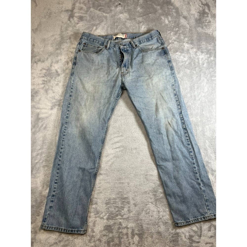 Levi's 505 Mens Jeans - Blue Straight Fit 36x30 Light Wash Y2K Style